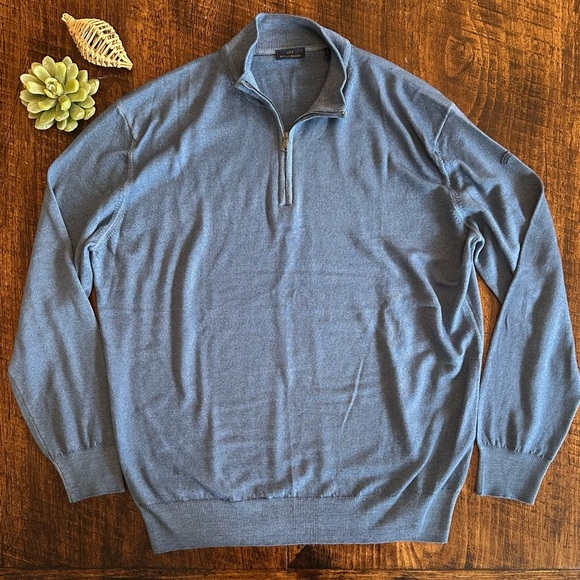 Paul & Shark | 100% Virgin Wool Blue Half Zip Sweater, Size XL - Picture 1 of 8